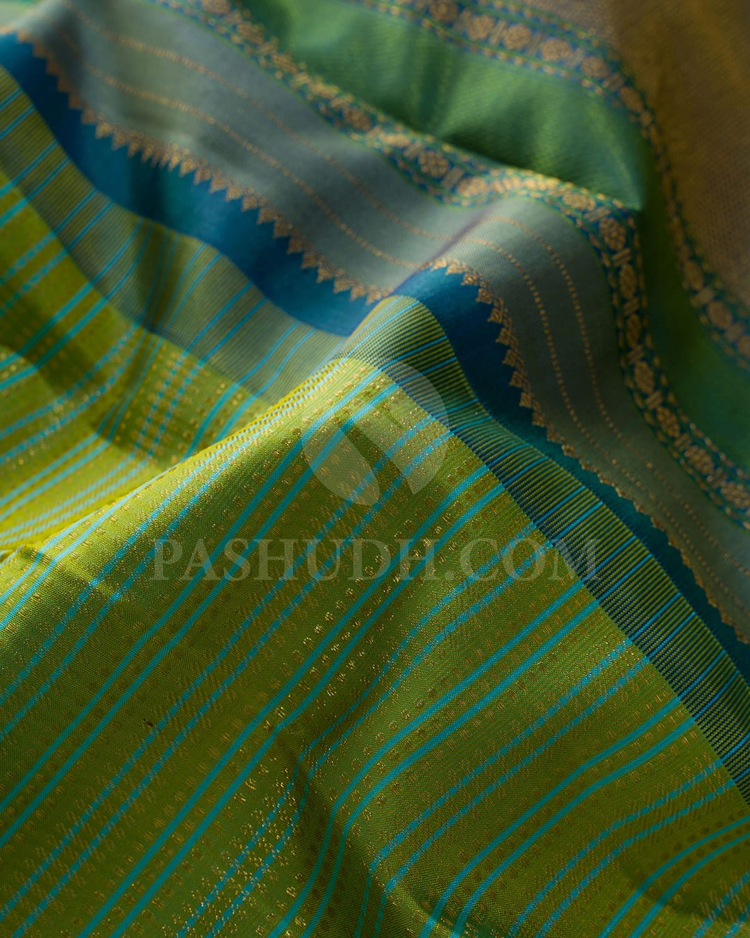 Green-Blue And Denim Blue Kanjivaram Silk Saree-DJ381(D)