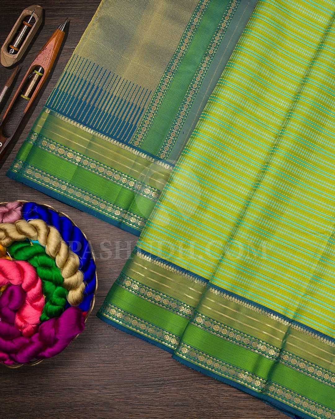 Green-Blue And Denim Blue Kanjivaram Silk Saree-DJ381(D)