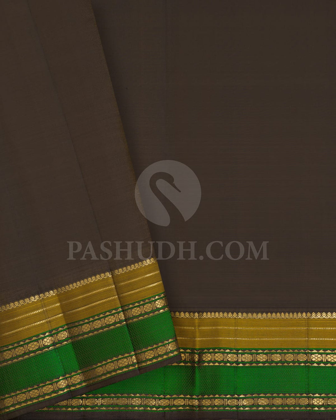 Beige With Brown Kanjivaram Silk Saree-DJ381(E)