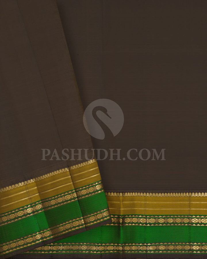 Beige With Brown Kanjivaram Silk Saree-DJ381(E)