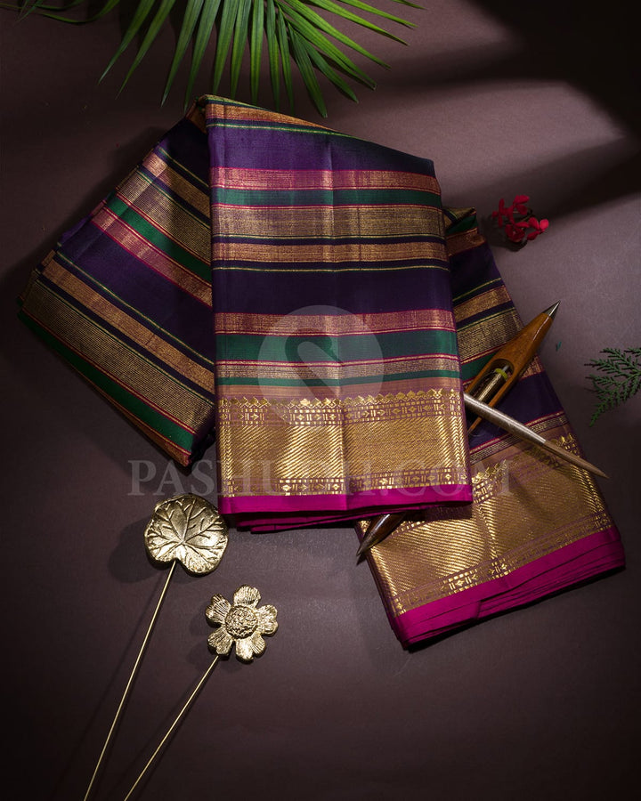 Royal Purple And Brown Kanjivaram Silk Saree-S1152(B)