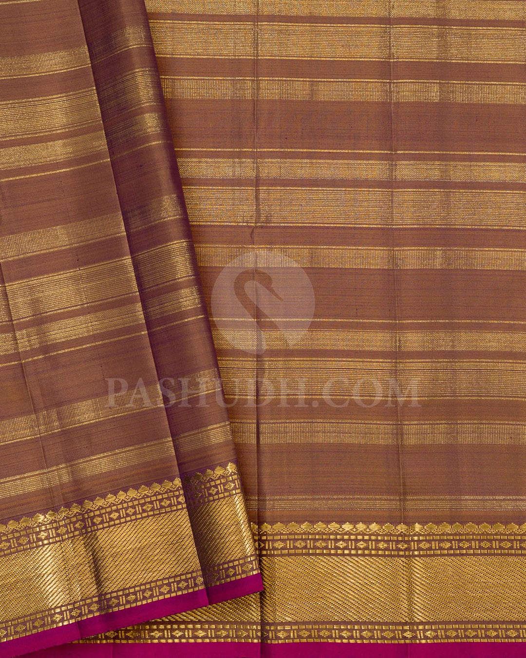 Royal Purple And Brown Kanjivaram Silk Saree-S1152(B)