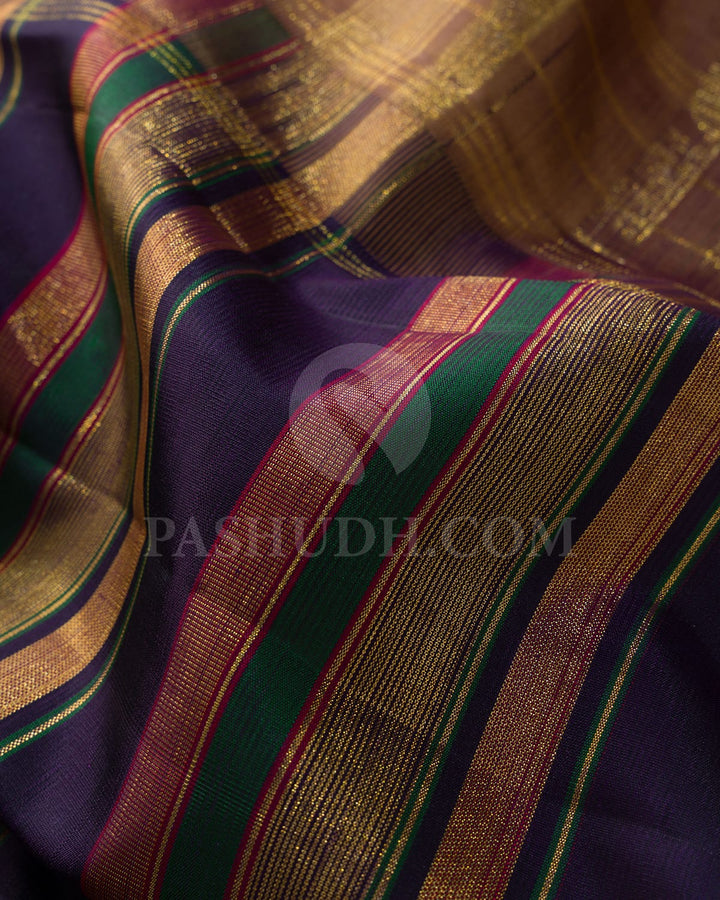 Royal Purple And Brown Kanjivaram Silk Saree-S1152(B)