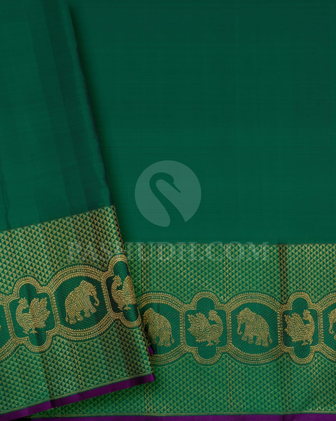 Baby Pink With Dark Green Kanjivaram Silk Saree-S1585(C)