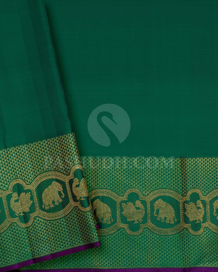 Baby Pink With Dark Green Kanjivaram Silk Saree-S1585(C)