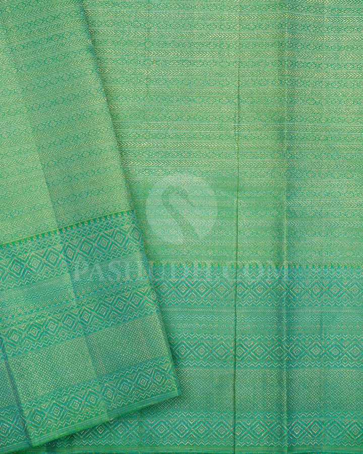 Half White With Sky Blue Kanjivaram Silk Saree-SP382