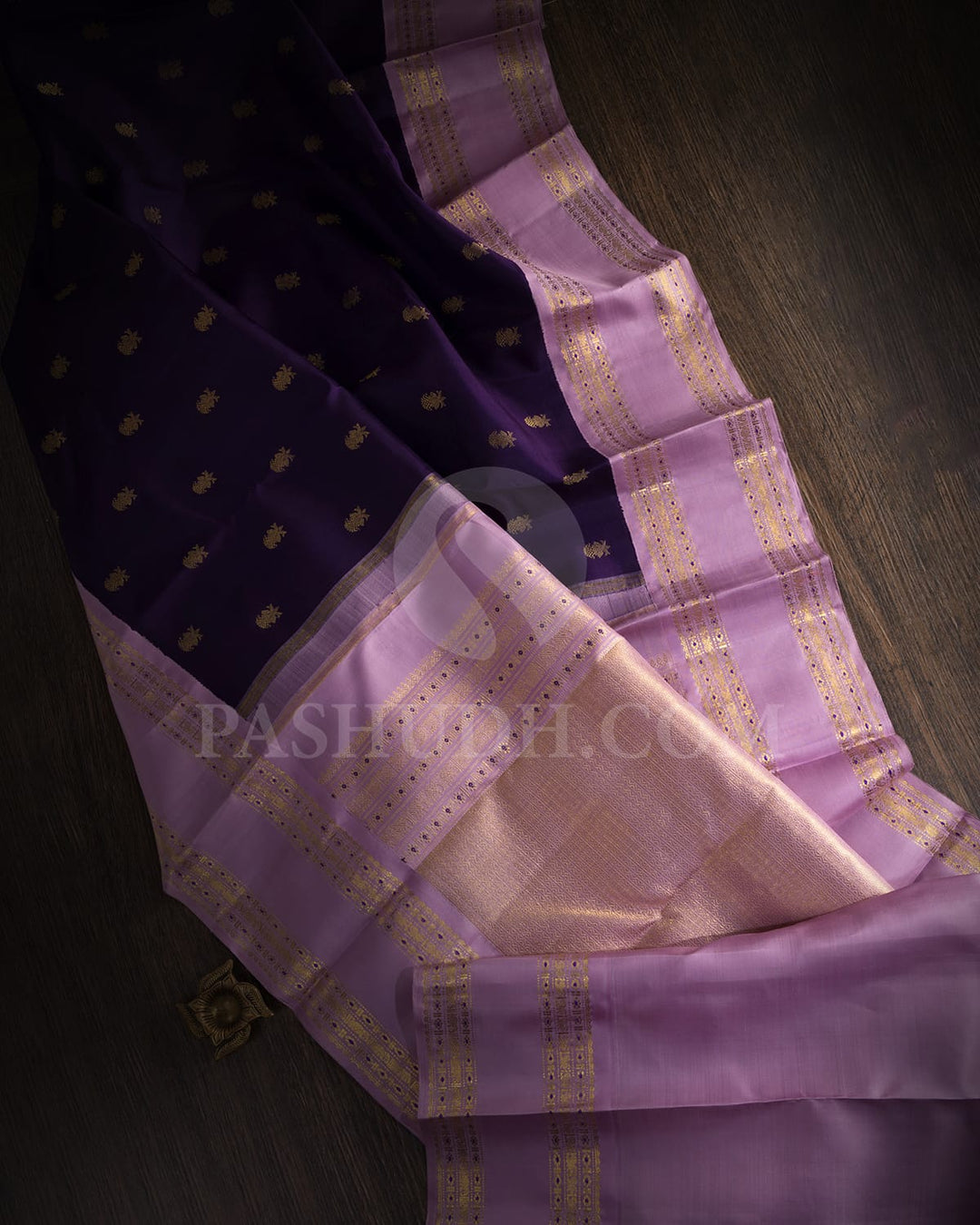Purple With Lavender Pure Zari Kanjivaram Silk Saree-SP375