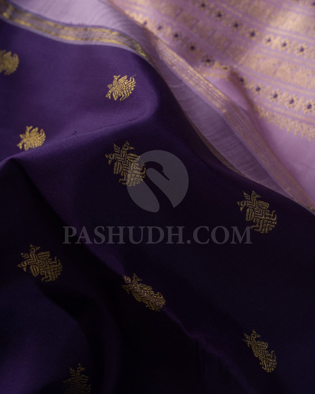 Purple With Lavender Pure Zari Kanjivaram Silk Saree-SP375