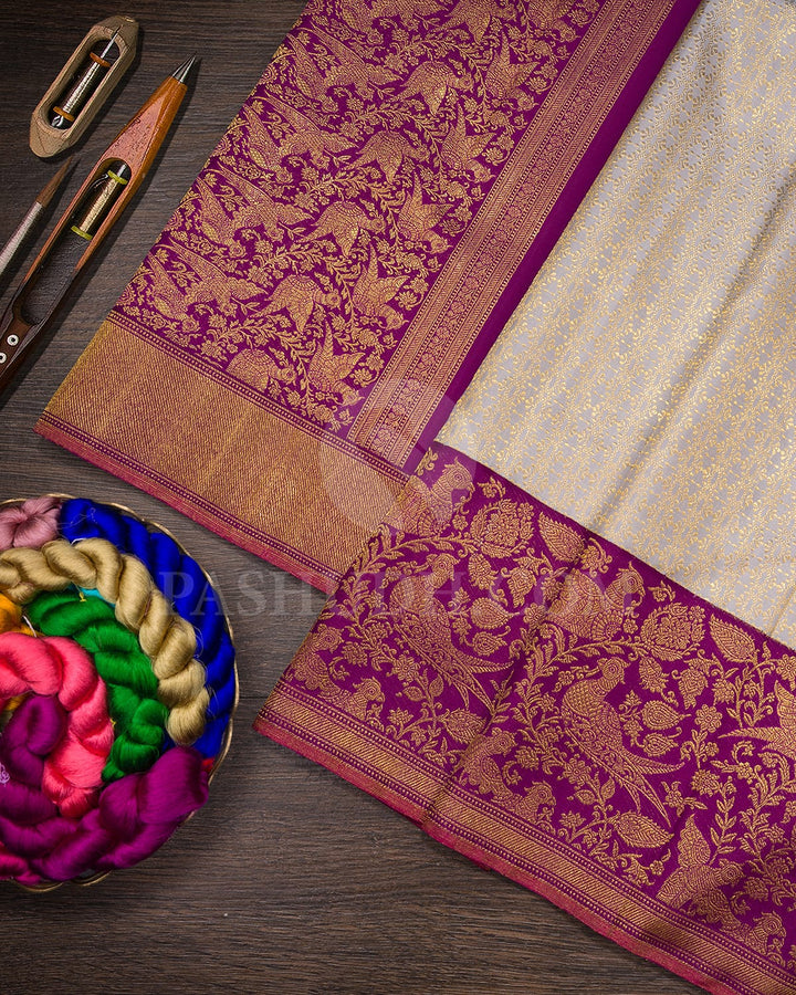 Grey With Purple Kanjivaram Silk Saree-S1405(H)