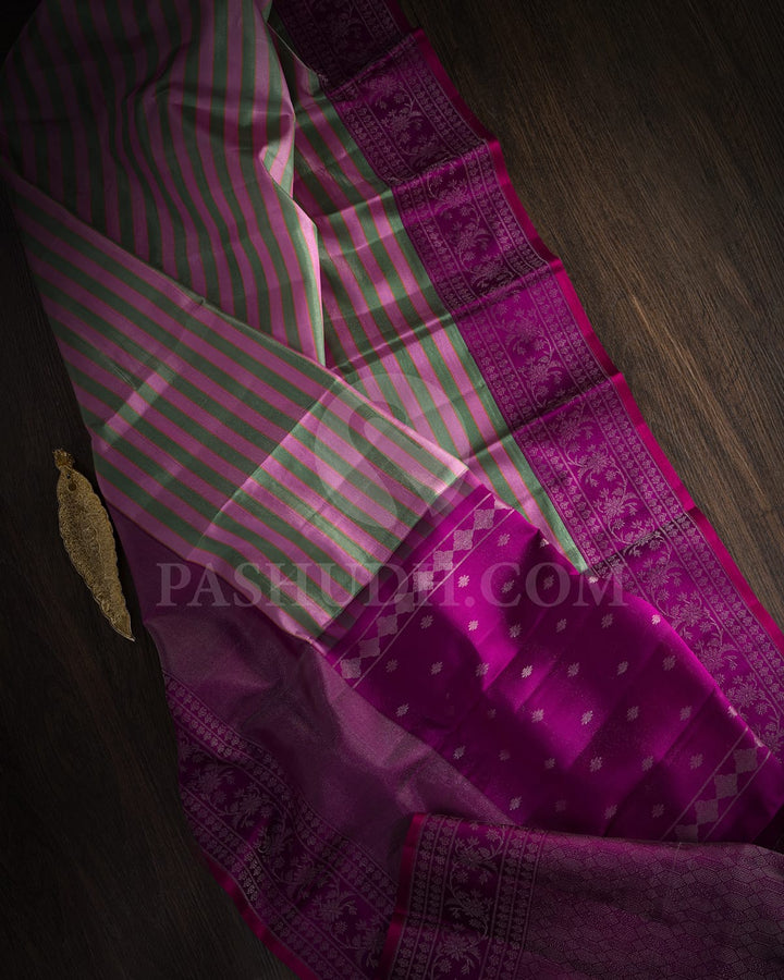 Pink And Green Kanjivaram Silk Saree-DJ421(A)