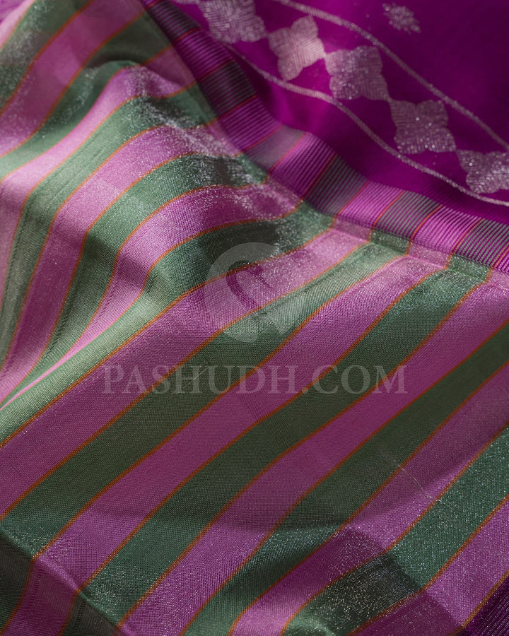 Pink And Green Kanjivaram Silk Saree-DJ421(A)
