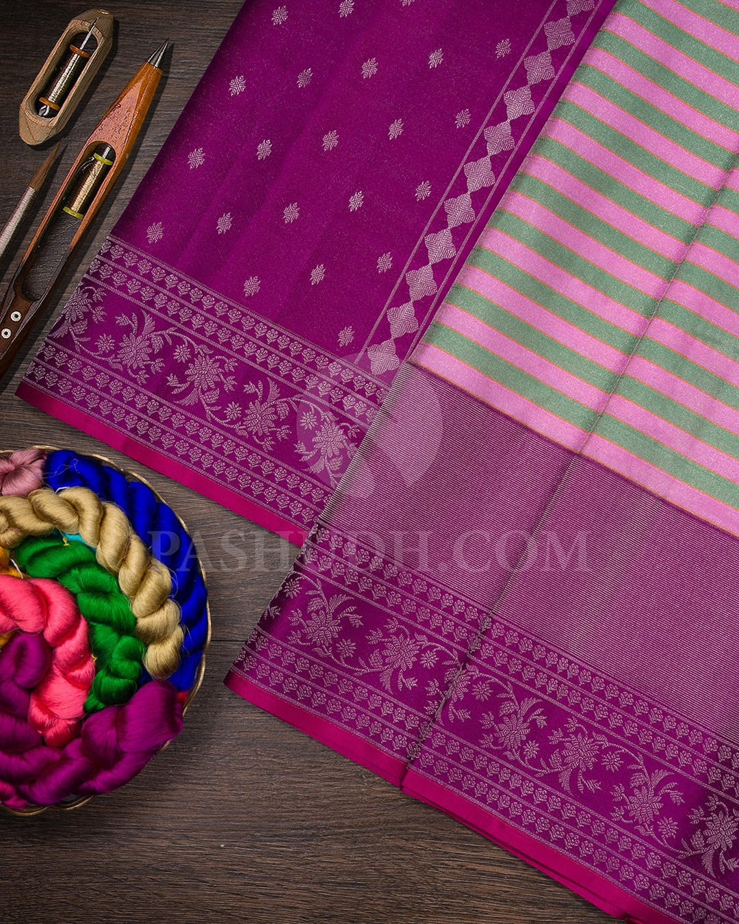 Pink And Green Kanjivaram Silk Saree-DJ421(A)