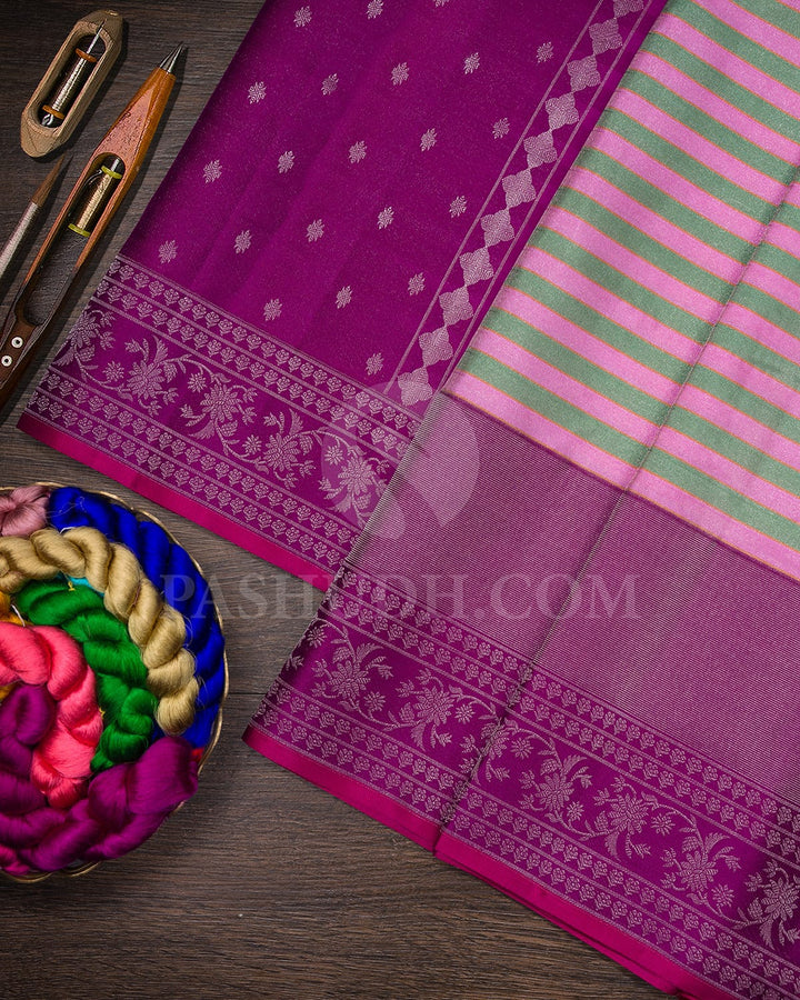 Pink And Green Kanjivaram Silk Saree-DJ421(A)