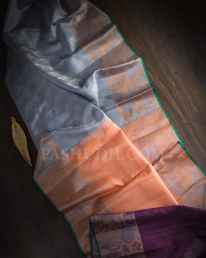Silver Grey Kanjivaram Silk Saree-DJ416(B)