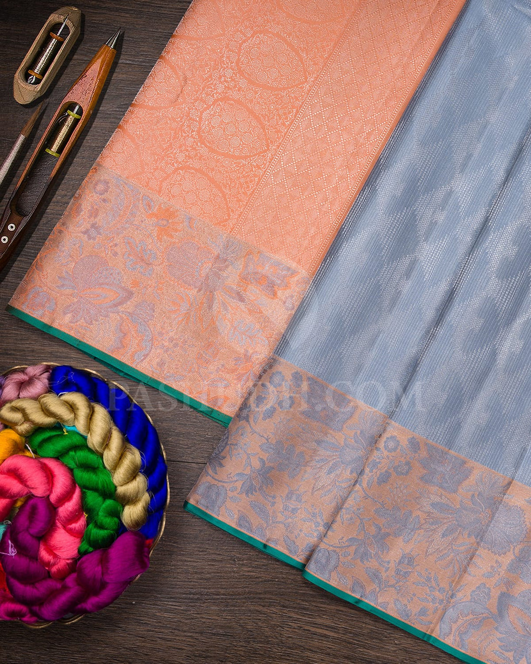 Silver Grey Kanjivaram Silk Saree-DJ416(B)