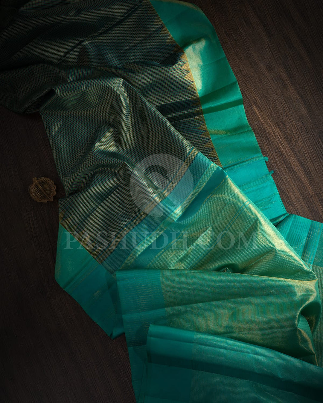 Royal Blue And Green With Turquoise Blue Kanjivaram Silk Saree-S1630(A)