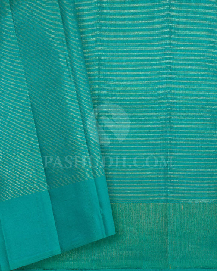 Royal Blue And Green With Turquoise Blue Kanjivaram Silk Saree-S1630(A)