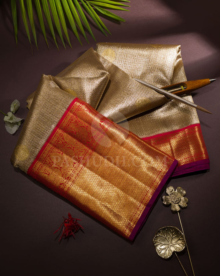 Gold Silver Shimmer Organza Kanjivaram Silk Saree-S1255(B)