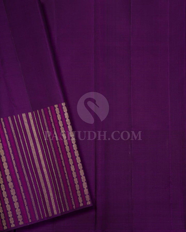 Emerald Green With Purple Kanjivaram Silk Saree-S1591(C)