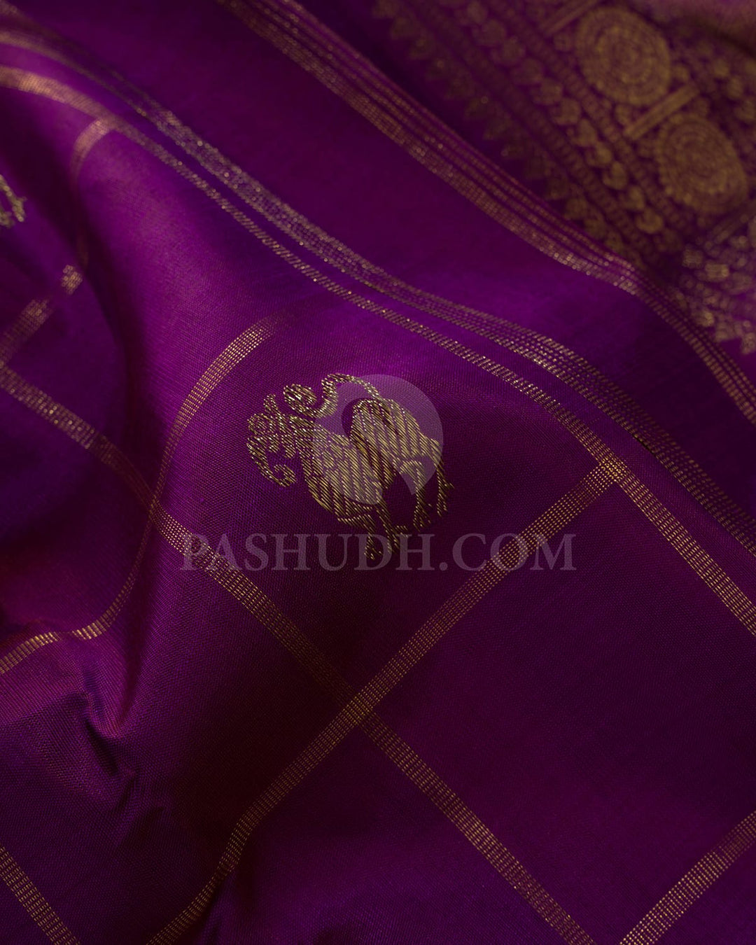 Violet Pure Zari Kanjivaram Silk Saree-SP384