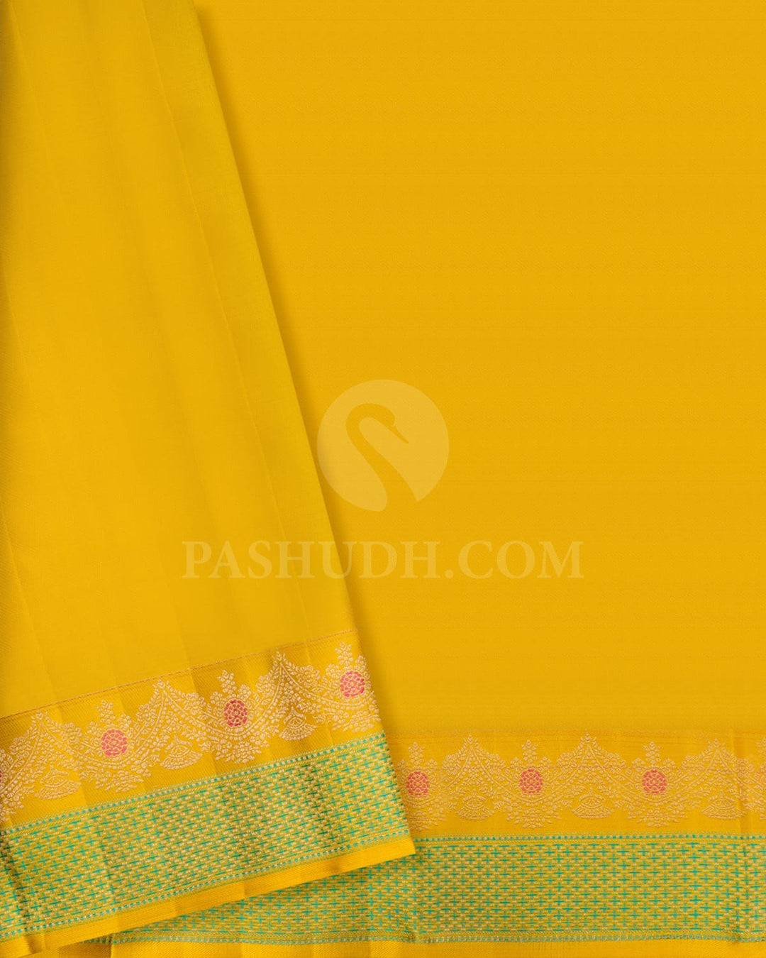 Grey, Sage Green And Tuscany Yellow Kanjivaram Silk Saree-D669(A)