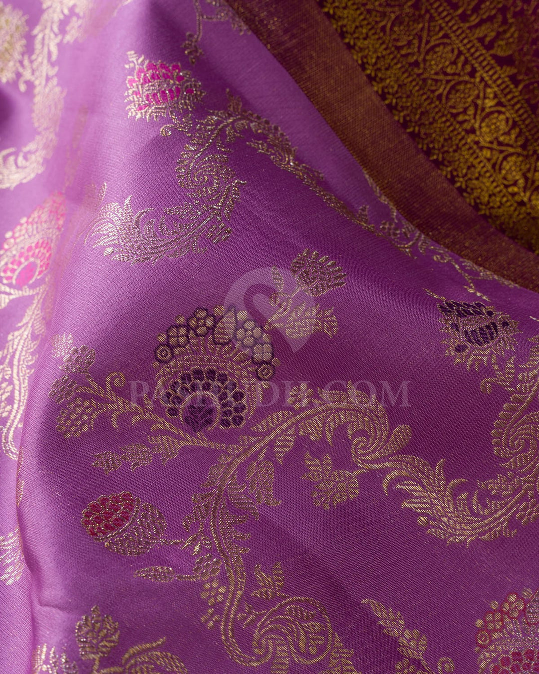 Lavender And Dark Olive Green Kanjivaram Silk Saree-S1650(A)