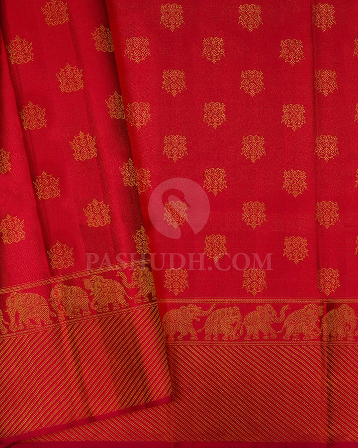 Pink With Purple Kanjivaram Silk Saree-D666(B)