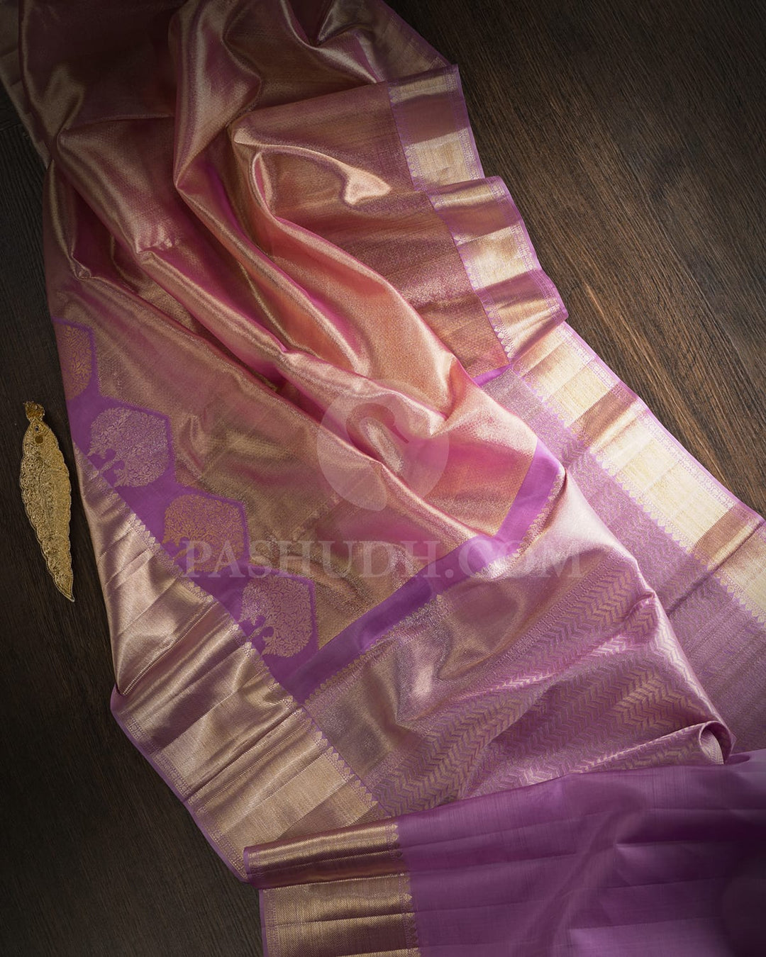 Lavender Organza Shimmer Kanjivaram Silk Saree-S1096(E)