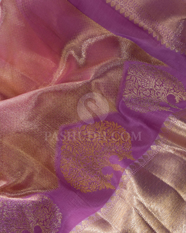 Lavender Organza Shimmer Kanjivaram Silk Saree-S1096(E)