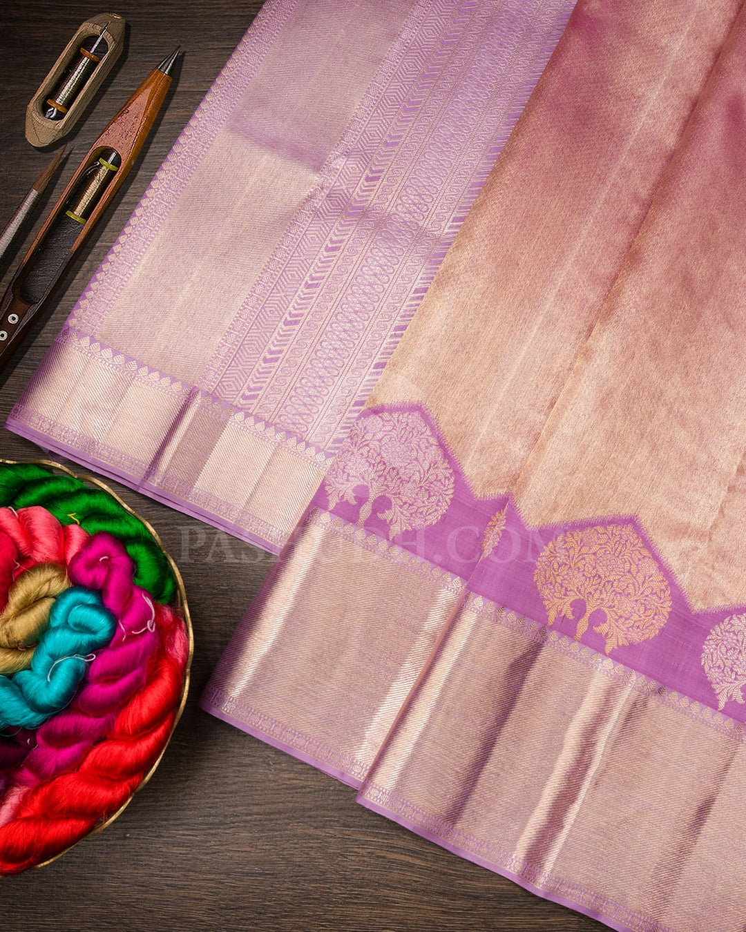 Lavender Organza Shimmer Kanjivaram Silk Saree-S1096(E)