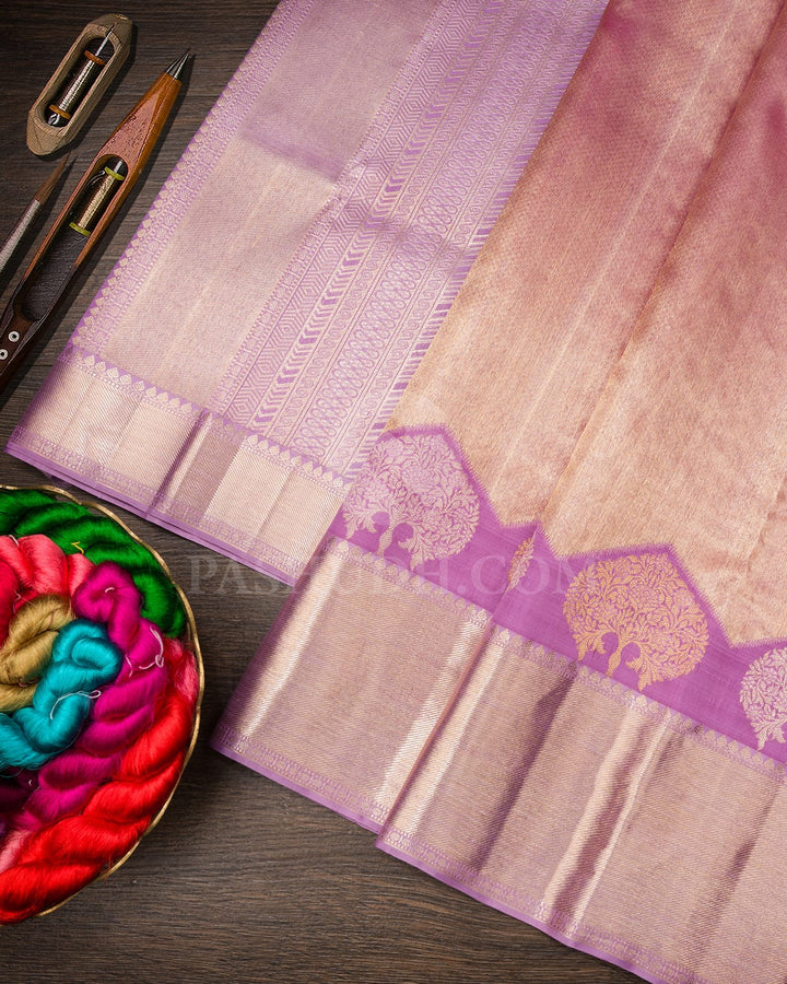 Lavender Organza Shimmer Kanjivaram Silk Saree-S1096(E)