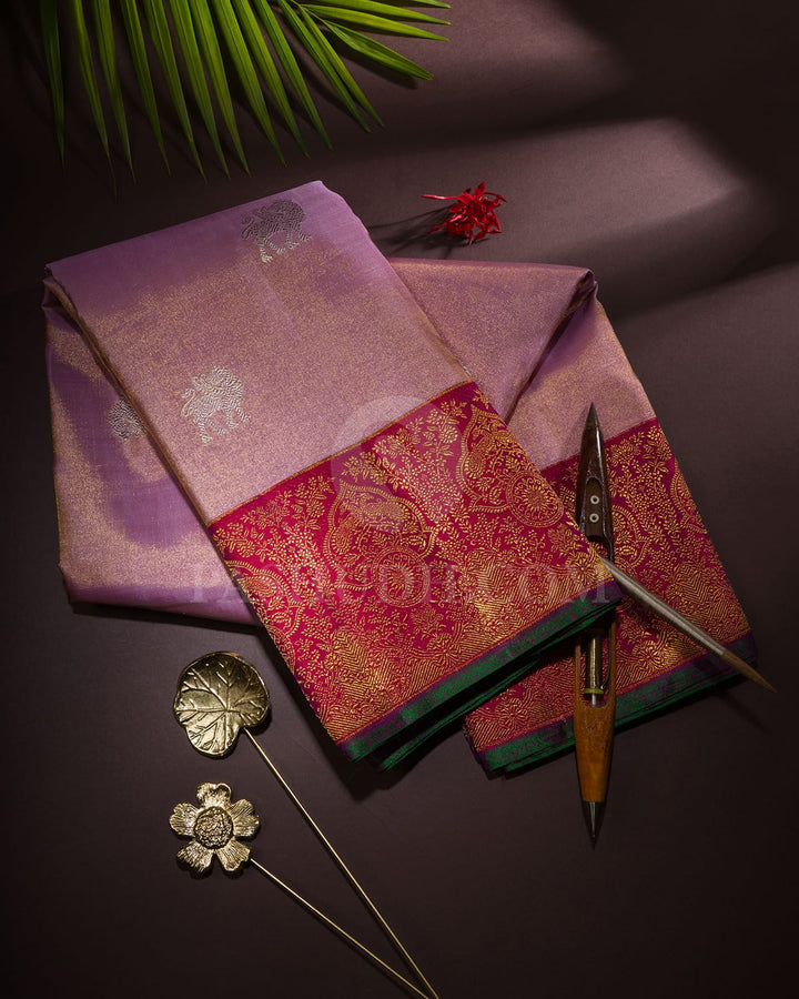 Rose Pink With Rani Pink Kanjivaram Silk Saree-S1605(B)