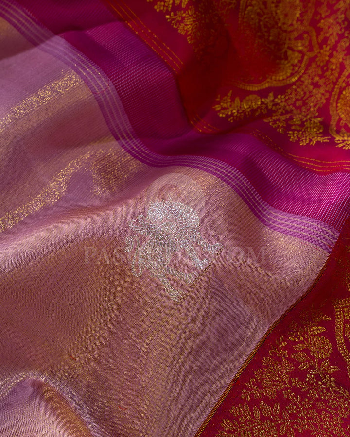 Rose Pink With Rani Pink Kanjivaram Silk Saree-S1605(B)