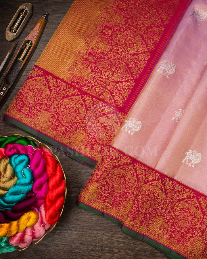 Rose Pink With Rani Pink Kanjivaram Silk Saree-S1605(B)