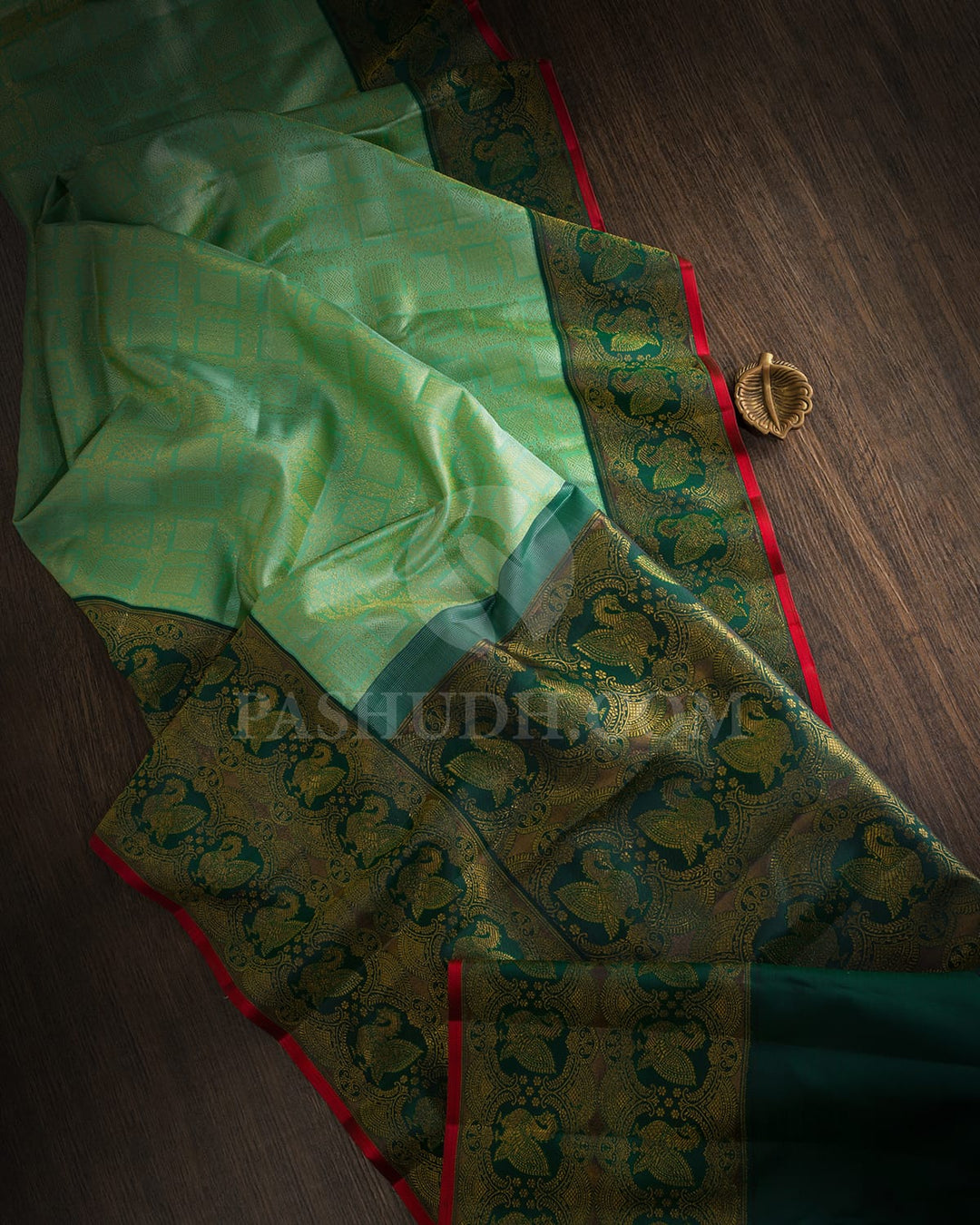 Sky Blue With Bottle Green Kanjivaram Silk Saree-S1655(A)