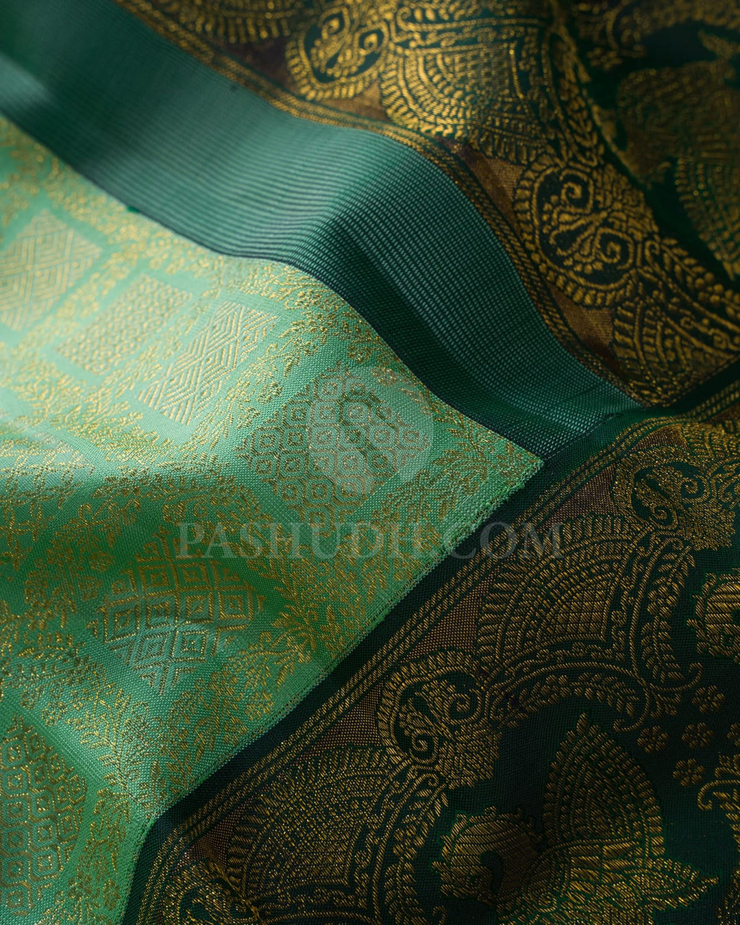 Sky Blue With Bottle Green Kanjivaram Silk Saree-S1655(A)
