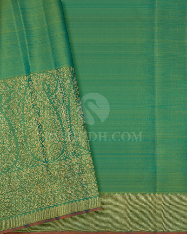 Rani Pink With Dual Shaded Green Kanjivaram Silk Saree-S1261(D)