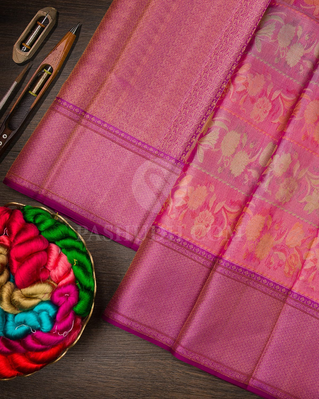 Light Pink With Magenta Kanjivaram Silk Saree-D645(C)