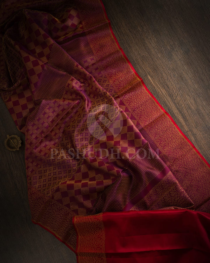 Two Shades Of Purple Kanjivaram Silk Saree-DJ429(A)
