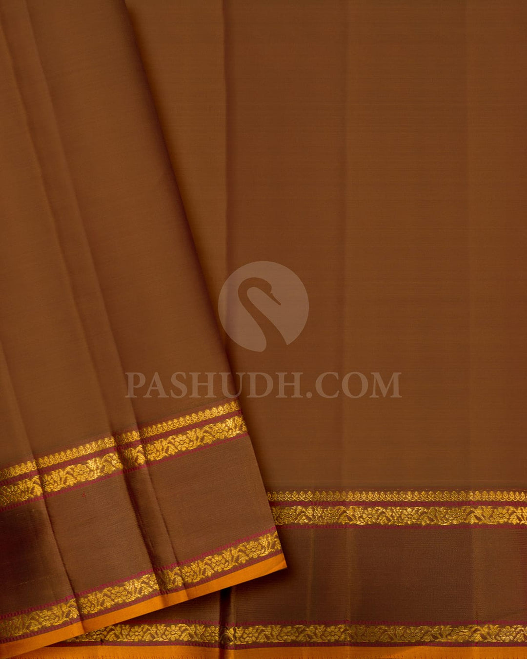 Deep Orange With Brown Kanjivaram Silk Saree-DJ426(A)