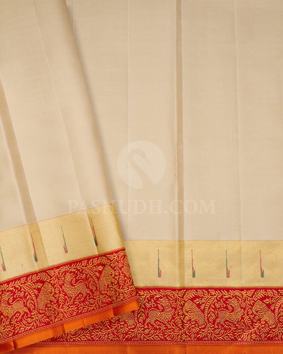 Dark Green With Red Kanjivaram Silk Saree-S1546(C)