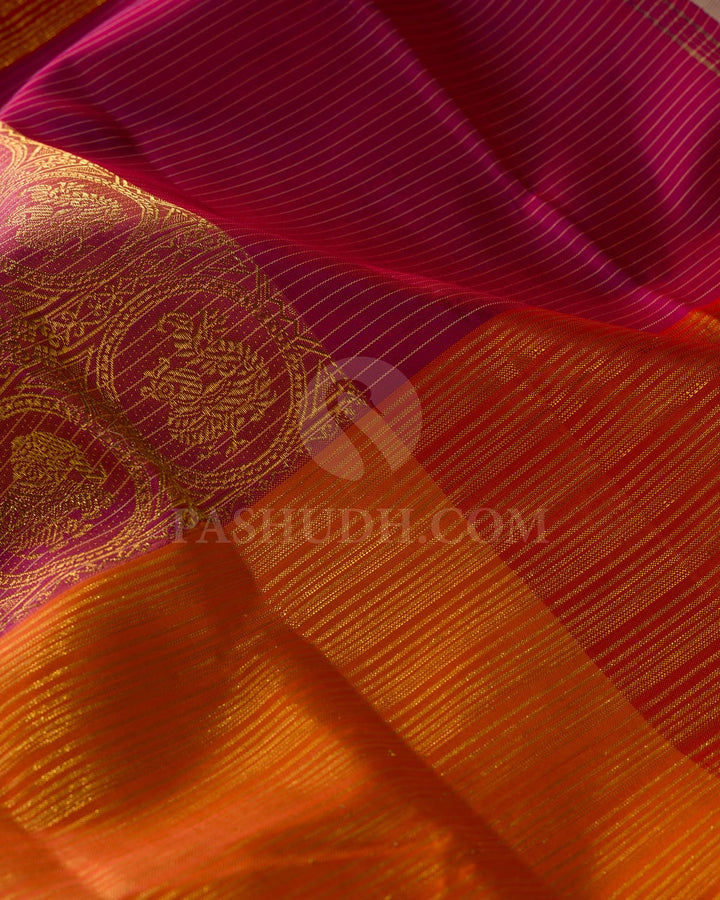 Purple,Orange And Beige Kanjivaram Silk Saree-S1642(A)