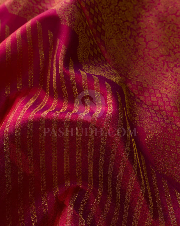 Red Shot Purple Bridal Kanjivaram Silk Saree-D665(B)