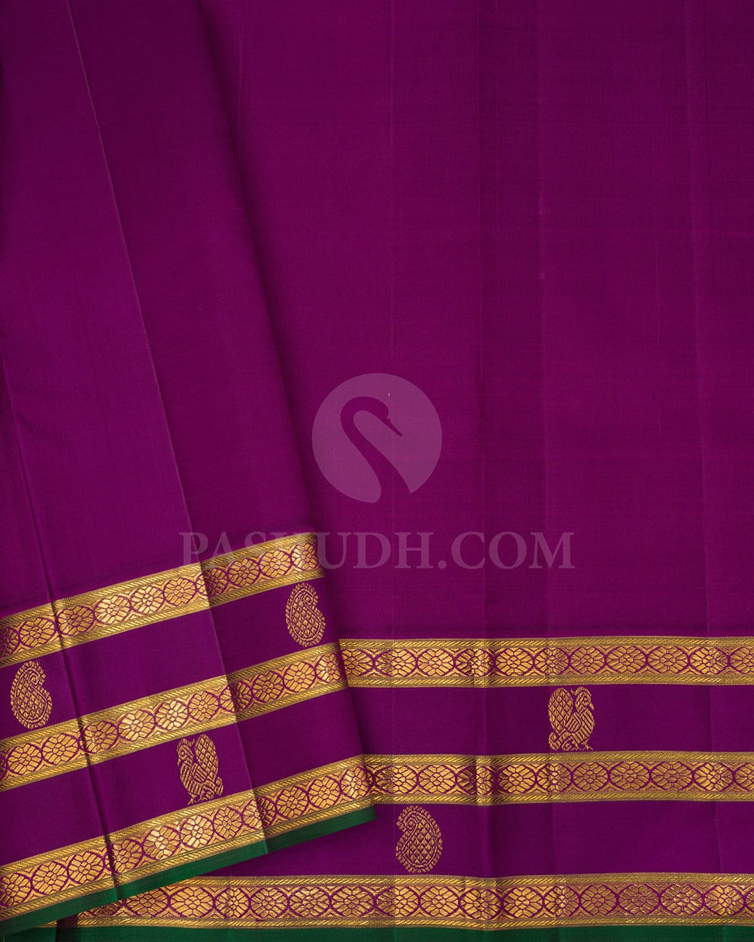 Half White With Violet Kanjivaram Silk Saree-S1645(A)