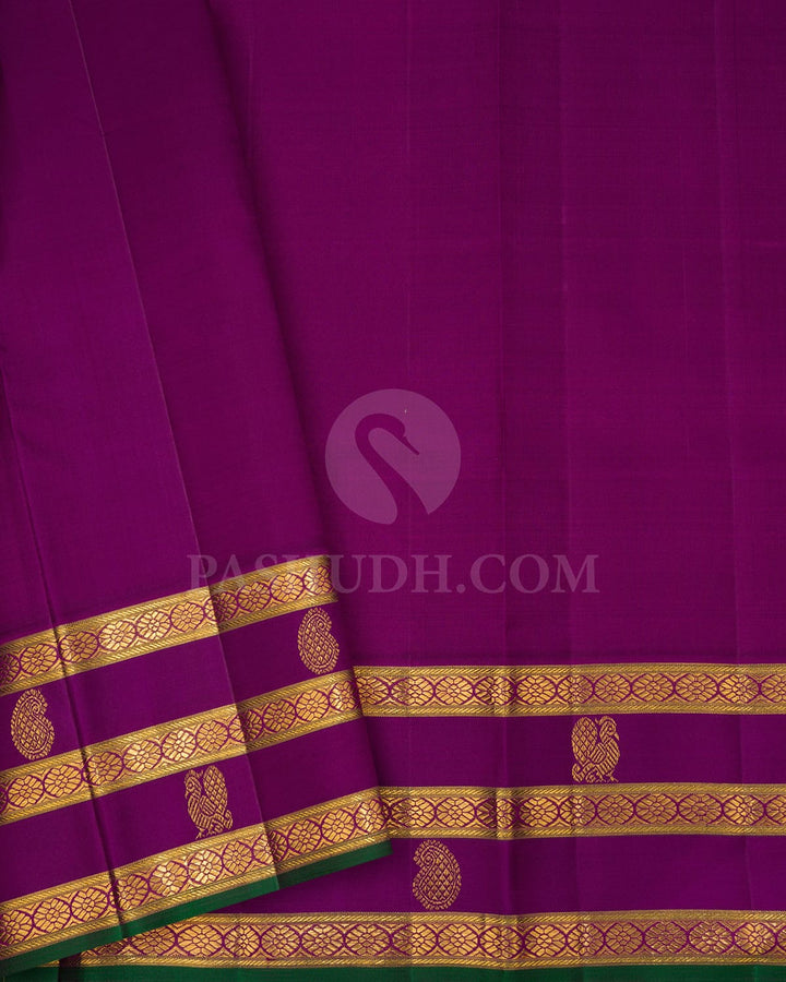 Half White With Violet Kanjivaram Silk Saree-S1645(A)