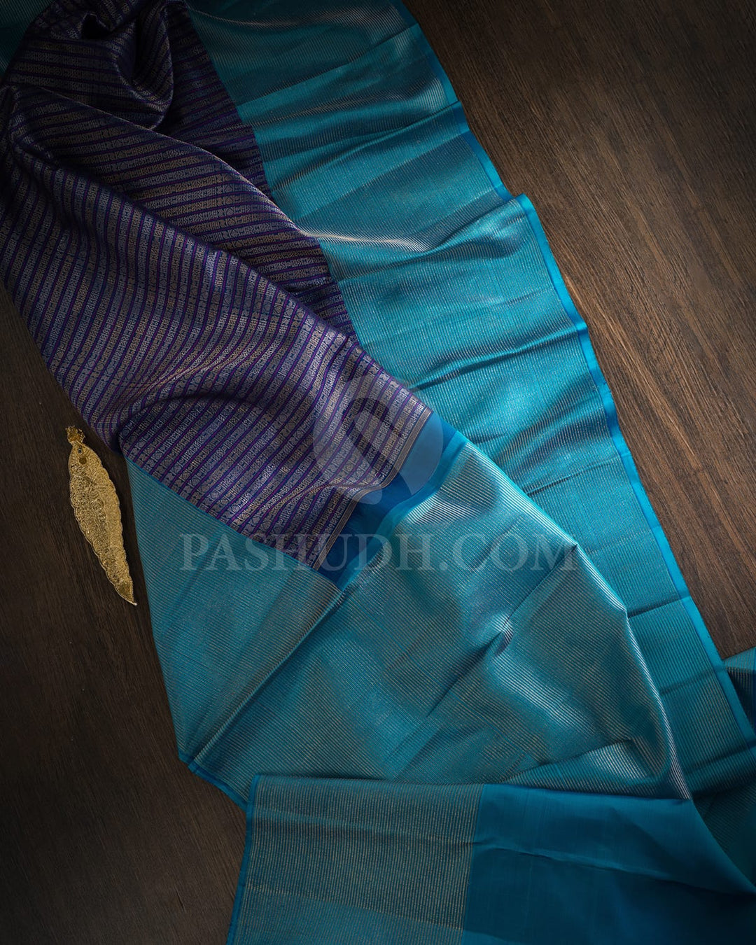Royal Blue With Turquoise Blue Kanjivaram Silk Saree-S1647(A)