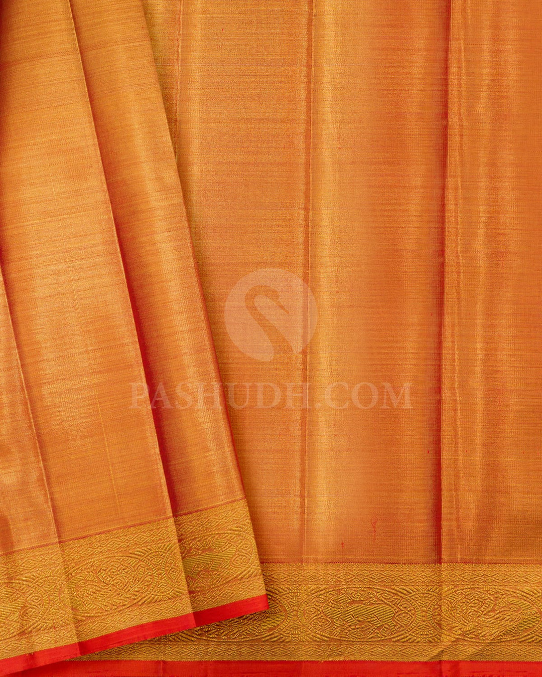 Gold Tissue Shimmer With Orange Kanjivaram Silk Saree-S1654(A)
