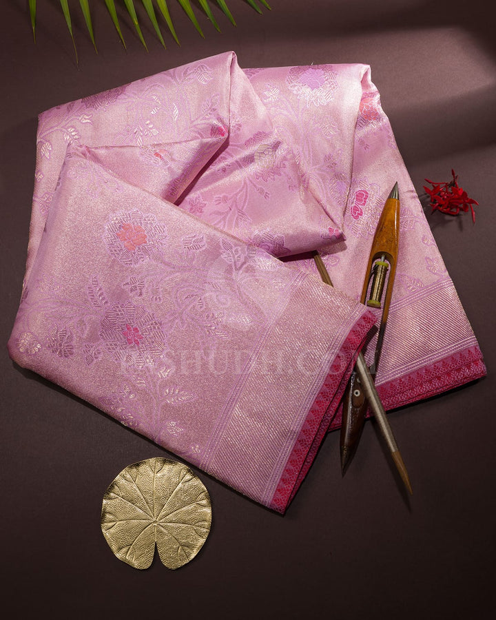 Pastel Lavender Tissue Shimmer Kanjivaram Silk Saree-S1636(A)