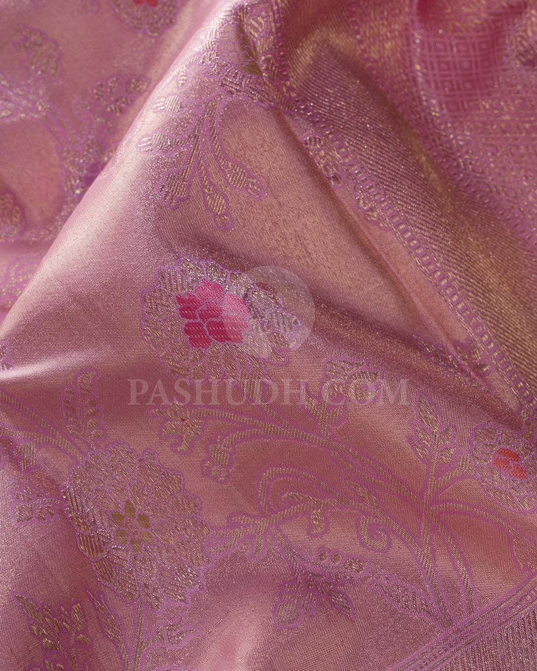 Pastel Lavender Tissue Shimmer Kanjivaram Silk Saree-S1636(A)