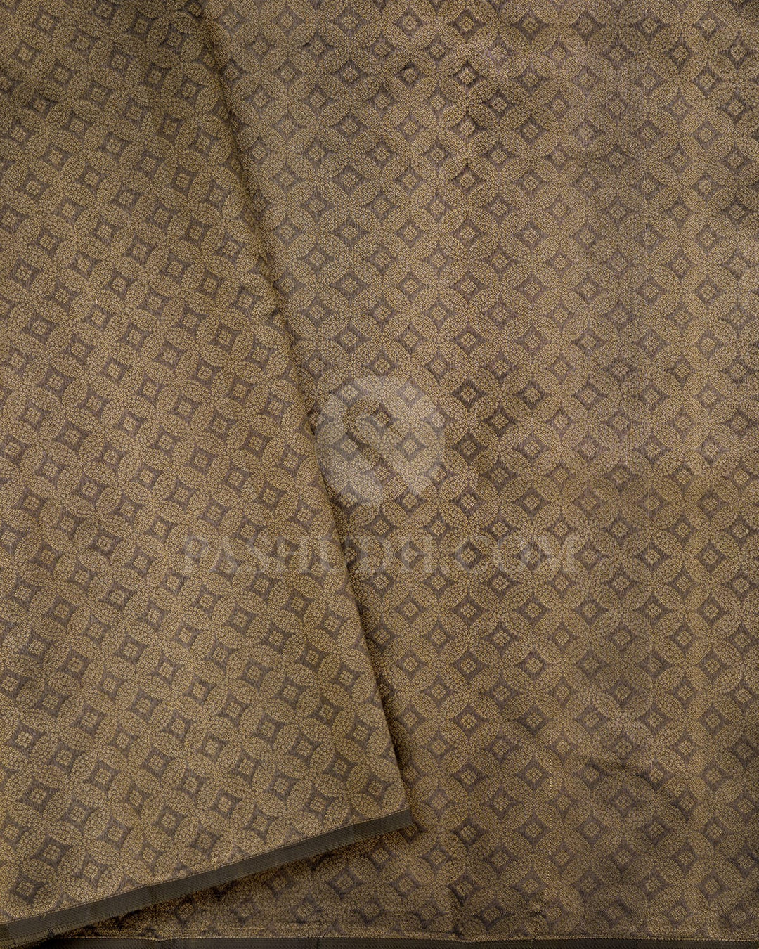 Beige And Deep Olive Green Kanjivaram Silk Saree-DJ422(B)